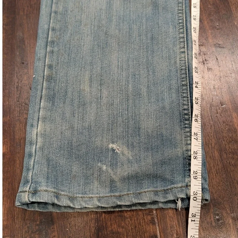 Levi Strauss Signature Jeans Mens 34x32 Blue Straight Leg Distressed Denim Pants